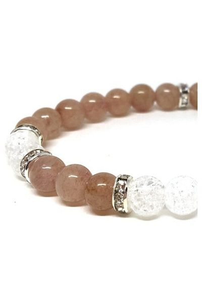RD EKOAVM Strawberry Quartz and Najaf Stone Bi Bracelet