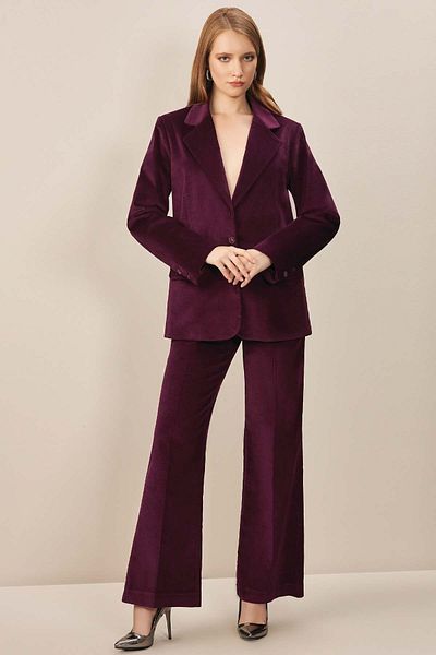 Guitar Men's Velvet Blazer - Plum Collar