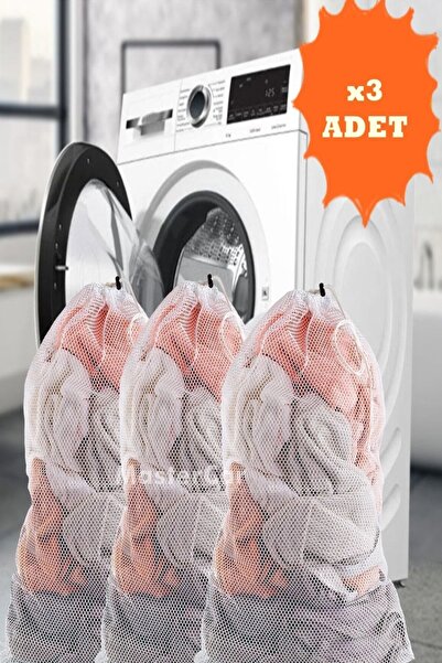 MasterCar 40x60 Cm Ultra Lüx Çamaşır Yıkama Filesi Renkli Ipli Fileli Kirli Çamaşır Sepeti Fileli Çanta