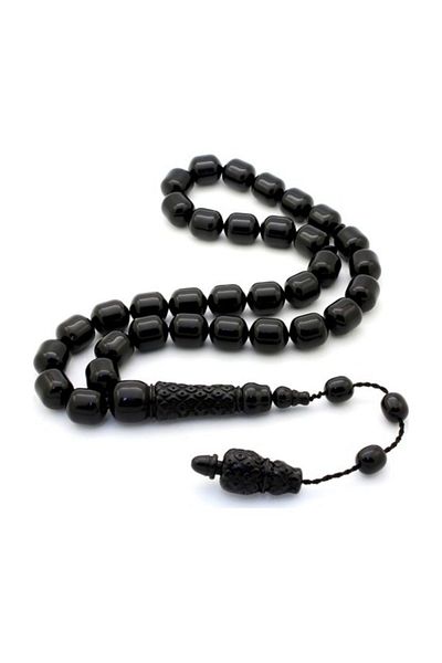 RD EKOAVM Capsule Cut Powder Amber Rosary Embroidered Imame Hbt-1019