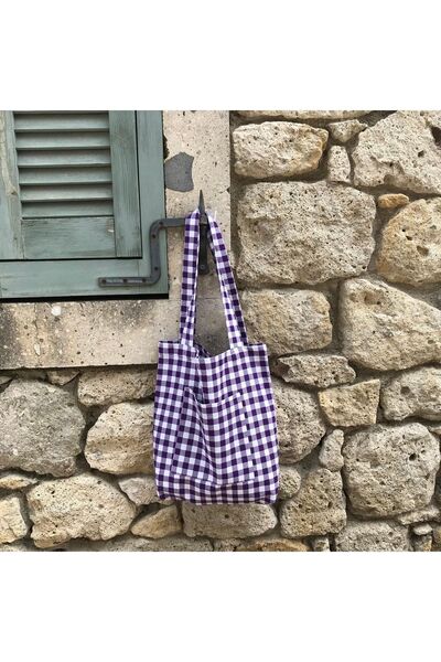 Sumicorn Design حقيبة قماش أرجوانية كبيرة من القماش القطني صديقة للبيئة، حقيب...