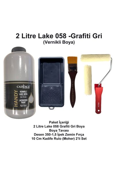 Cadence Boya 2 LİTRE HANDY LAKE-58 GRAFİTİ GRİ(KENDİNDEN VERNİKLİ)SET