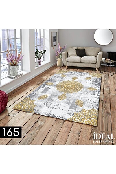 RD EKOAVM Velvet 4 M2 and 6 M2 Options Elastic Carpet Cover Ort165-Ottoman Ye...