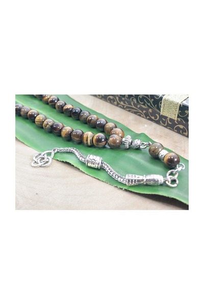 RD EKOAVM Single Tassel Kazaz Tip Globe Cut 8 mm Rosary Tiger Eye Rosary Rdt2136
