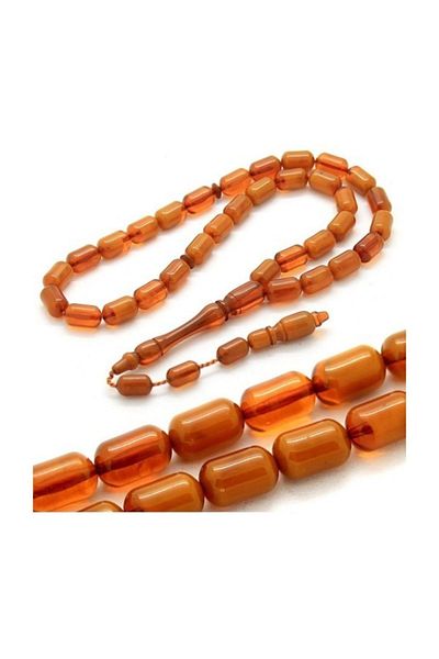 RD EKOAVM Brown Polish Amber Prayer Beads - Capsule Cut