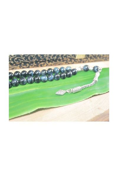 RD EKOAVM Single Tassel Tile Ended Globe Cut 8mm Rosary Black Tiger Eye Rosary Rdt2198