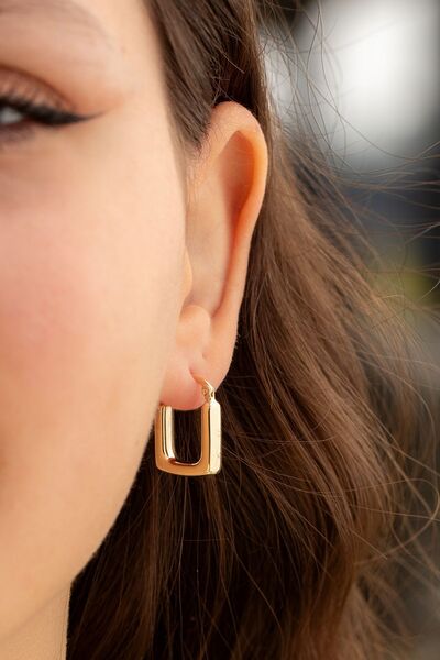 Cenova Jewelry 14 Ayar Altın Kalın Kare Kadın Küpe