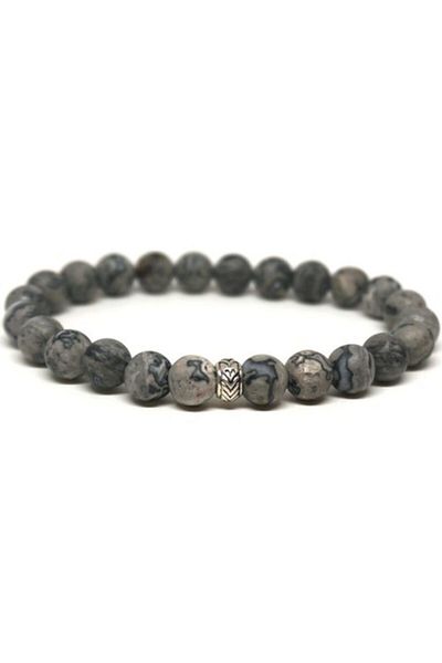 RD EKOAVM Bi'bracelet Gray Lace Agate Stone Bracelet (matte)