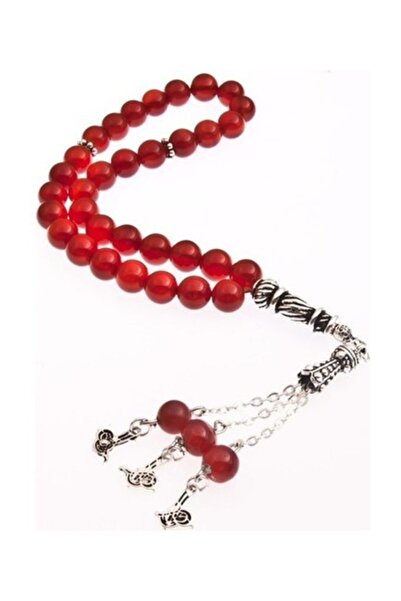 RD EKOAVM Rozariu cu agat roșu placat cu argint