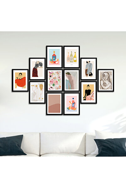 Asey Home Σετ τραπεζιού 12 τεμαχίων με εμφάνιση πλαισίου MDF Asey-12-2056