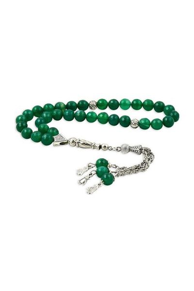 RD EKOAVM Gorgeous Design Facet Prayer Beads with Green Agate Stones