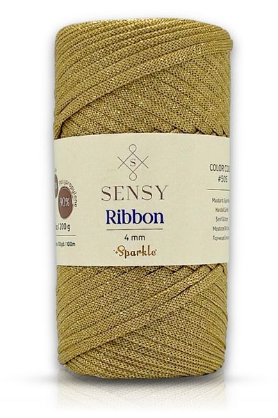 SENSY 200 gr Ață de poliester cu sclipici premium - Ață de macrame Supla și Ață de geantă Silvery Mustard