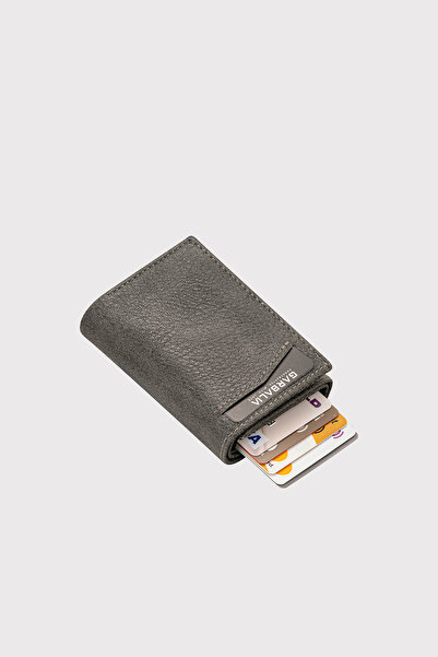 Garbalia Gray Automatic Card Holder - Wallet with Maltese Mechanism and Coin Compartment