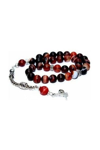 RD EKOAVM 8 mm Globe Cut - Matte Dark Brown Agate Stone Rosary