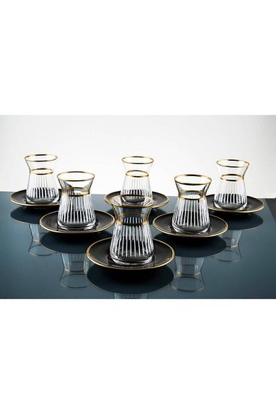 Paşabahçe 12 Piece Luxury Irem Tea Set for 6 People