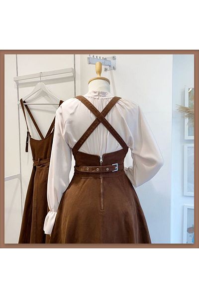 Faya Boutique Πικρό καφέ ύφασμα Gabardine Special Design Gilet (Slim Fit)