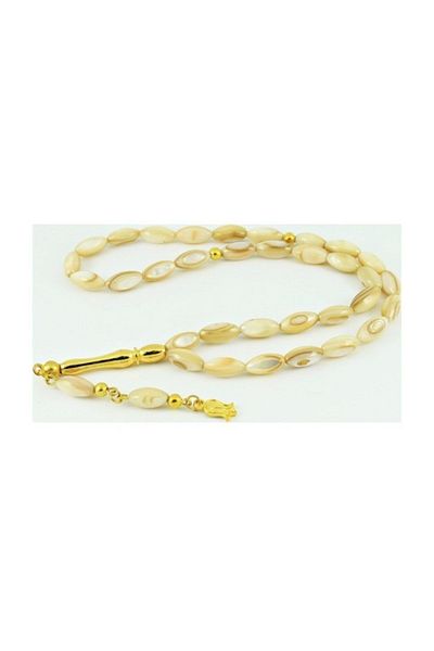 RD EKOAVM Natural Stone Mother of Pearl Rosary Real Mother of Pearl Barley Cut