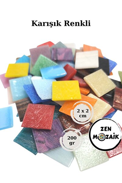 Zen Mozaik Sanatsal Mozaik Çalışmalarınız için 20x20 mm (2 x 2 cm) Renkli Cam Mozaik Taşı