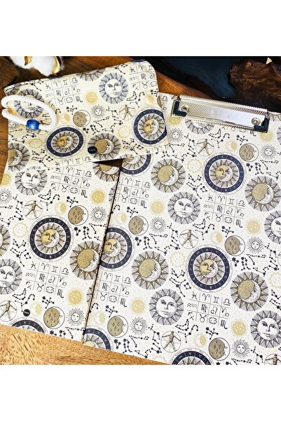 Hediye Vakti Tarot Ay Ve Güneş Tasarımlı Sekreterlik Defter Ve Kalemlik Kırtasiye Seti 2871