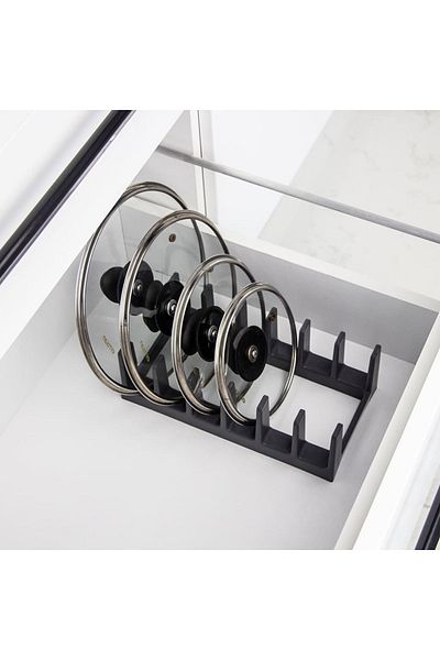 MAWT 6-Compartment Anthracite Pot Lid Organizer