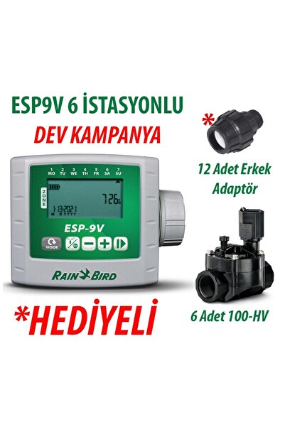 Rainbird Rain Bird ESP9VI6 Pilli Kontrol Ünitesi 9V. 6 İstasyonlu ve 6 Adet 1...