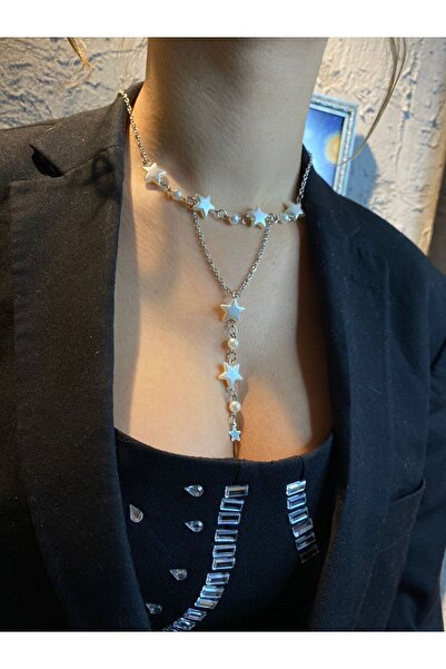 Crosswonder Blacksilver Yıldızlı Inci Y2k Kolye