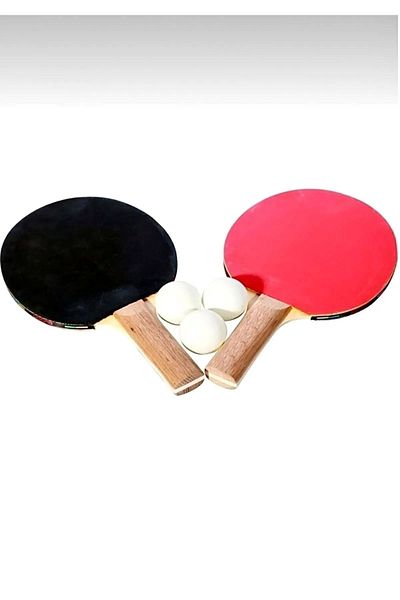 CARNIVAL LAND Table Tennis 2 Racket Set - 3 Pompom Balls, Vacuum Black-Red