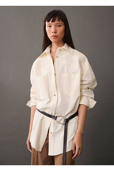 MANGO Woman Decorative Stitched Shirt