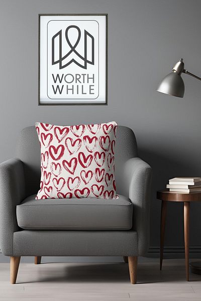 WorthWhile White Throw Pillow Pillow Case with Heart