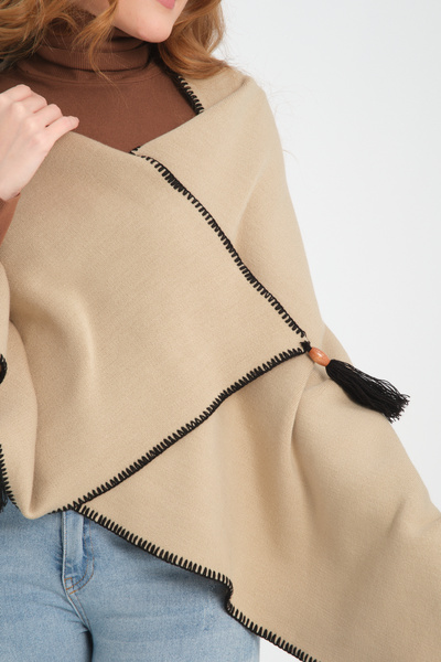 VEGA MODA Γυναικείο σάλι ώμου με ζιβάγκο - ραμμένο και χωρίς σχέδιο