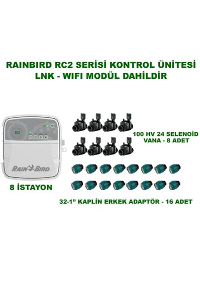 Rainbird Rc2-8 İstasyon İç Mekan Kontrol Ünitesi 100 HV Selenoid Vanalı Set