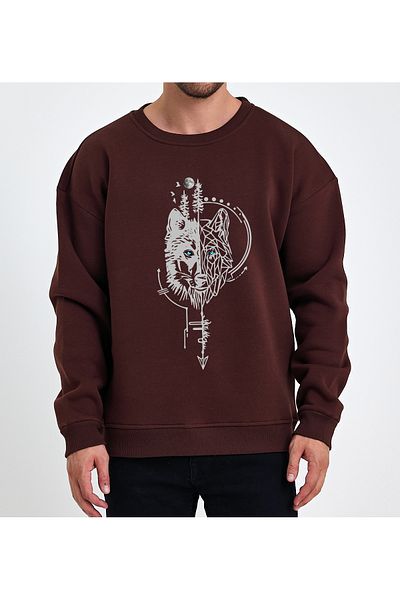 Uniquetex Φούτερ VEK Oversize Wolf Design - Crew Neck