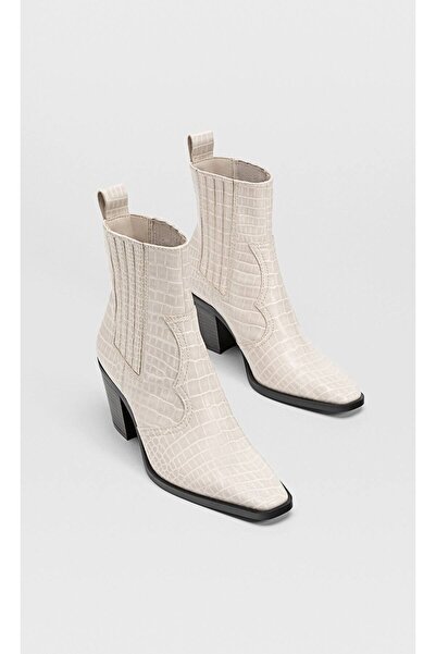 Jabi Kadın Ruby Kabartmalı Bej Kovboy Bilekte Bot