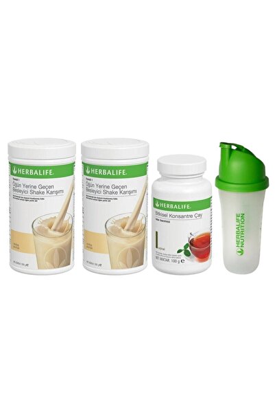 Herbalife Aylık Eko Set 2 Adet Shake Vanilya Aromalı 100 gr Çay Ve Shaker