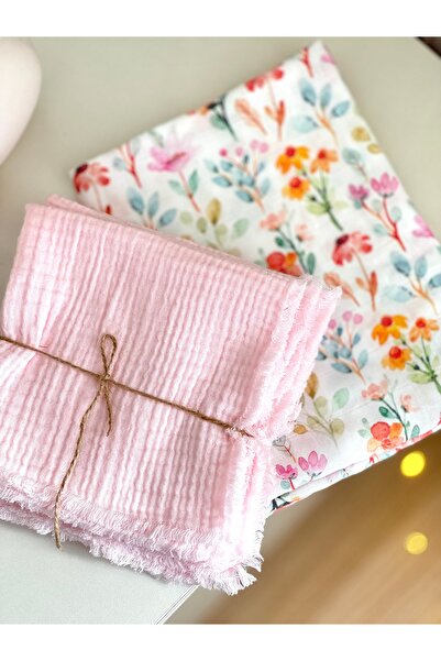 BETSY STUDIO %100 Pamuk Bebek Ağız Silme Mendili 4'lü Set 30x30cm Pembe Omuz ...