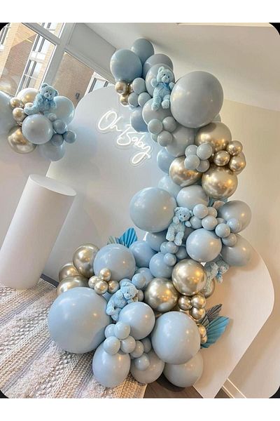 Aksesuar Gold Chrome Firtina Blue - Newborn Mevlüt Birthday Balloon Set