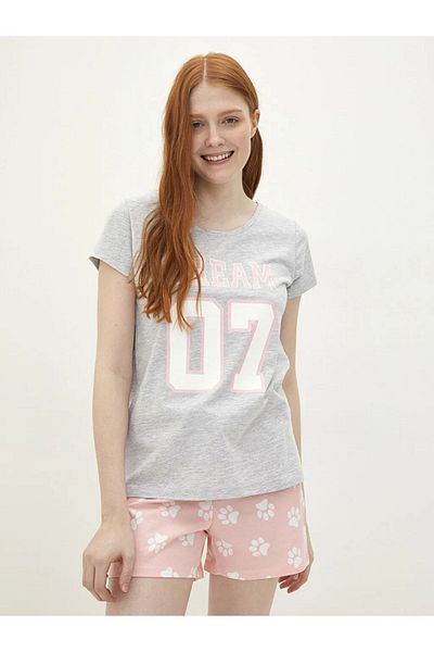 LC Waikiki U-Neck Printed Short Sleeve Women's Pajama Set