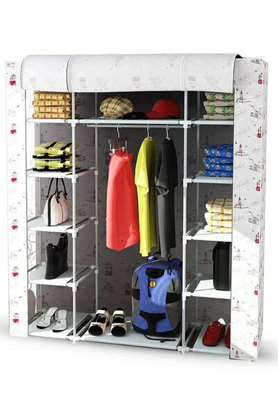 Trioport Çelik Profilli Çift Yandan Raflı Bez Dolap