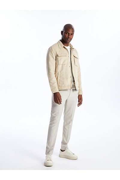 LC Waikiki Μπεζ Suede Ανδρικό Παλτό - Γιακάς Πουκάμισου, Standard Fit
