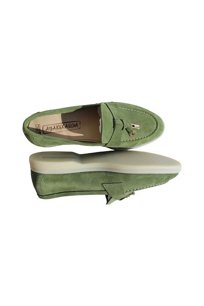 aayak&kabımofficial Light Green Genuine Leather Casual Women's Shoes
