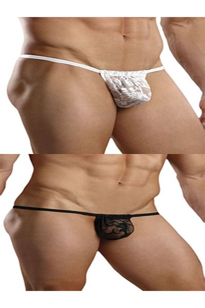 ŞAHANE İÇ GİYİM 2Pcs Fancy Black White Lacy Mens Plus Size Underwear String Thong