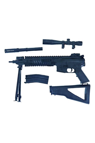 Cango Oyuncak Boncuk Atan Tüfek Lazerli Ayaklı Dürbünlü Dipçikli Şarjörlü Sniper Keskin Nişancı Tüfeği