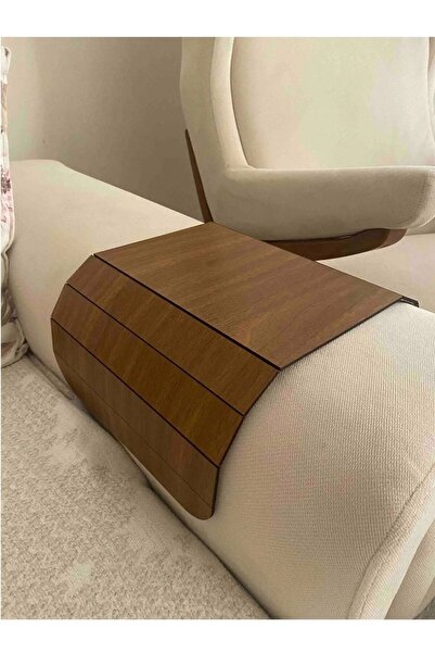 Step and Maker Kahve Koltuk Tepsisi Yan Sehpa Tesbih Cevizi 25x45 Cm Ortasabit 15 Cm Amerikan Servisi