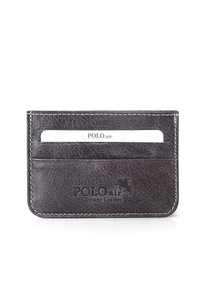 Polo Air Genuine Leather Gray Credit Card Holder Box