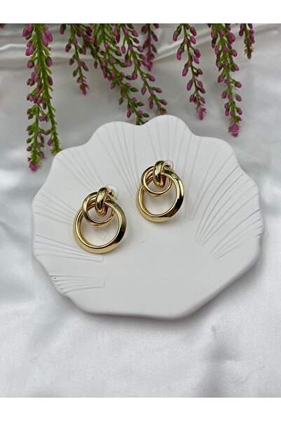 shine Gold Sarmal Zara Model Çelik Küpe Büyük Boy