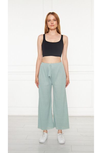 Oyga Women's Aqua Green Corduroy Trousers & Tracksuits, Casual Home Wear Pajamas