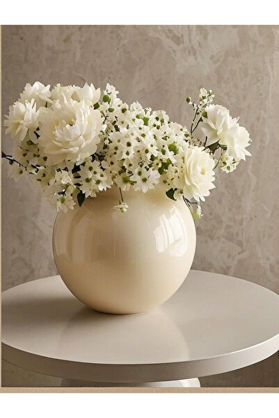 Lui Tasarım Bohemian Διακοσμητικό Γυάλινο Βάζο Κρέμα