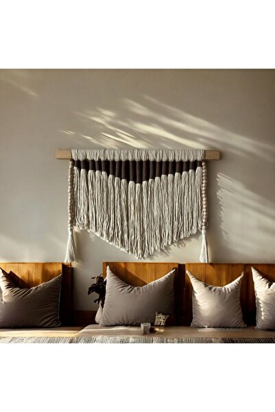 VOBU HOME & LIFE DESIGN MODERN MAKROME DUVAR SÜSÜ- KREM RENKLİ BOHEM DUVAR DE...