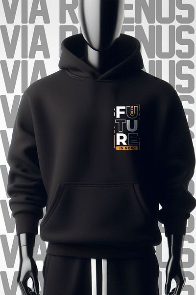 Vordevia Το Future Is Now 3 Thread Wide Fit - Μπλούζα με μαύρη κουκούλα με στάμπα μπροστά και πίσω