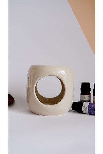 Kyphi Natural Bej El Yapımı Seramik Buhurdanlık